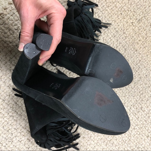 Via Spiga Black Suede Fringed Boho booties 8.5 - Picture 13 of 15
